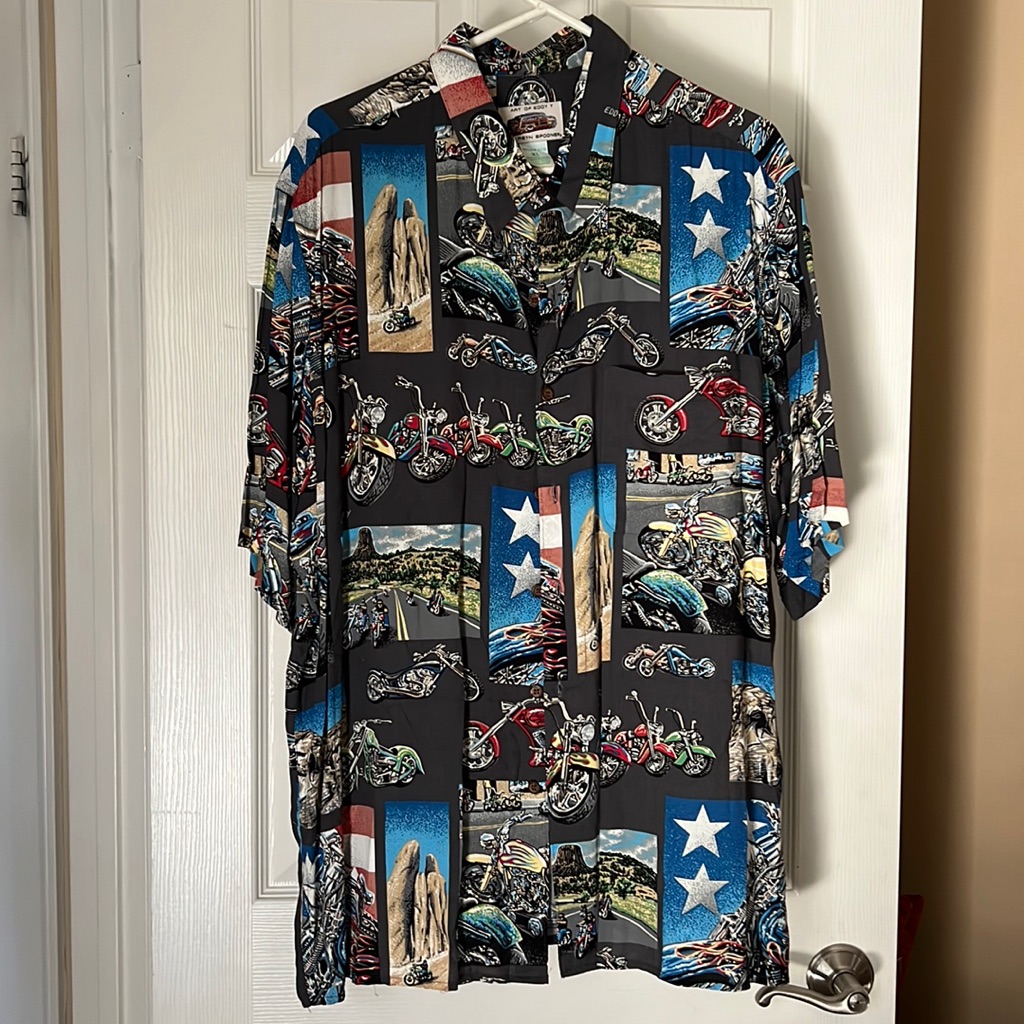 Art Of Eddy Y By Reyn Spooner - Men’s Shirt Xl - Motorcycle Enthusiast Print
